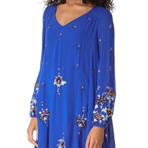 Free People blue Oxford embroidered mini dress XS
